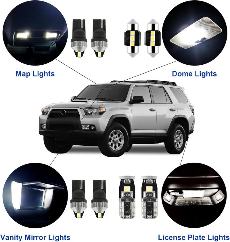 EASY EAGLE 16 Pcs Super Bright 6000K White LED Interior Light Bulbs Kit Package for 2010-2020 2021 2022 Toyota 4Runner + and Install Tool (White) - Image 2